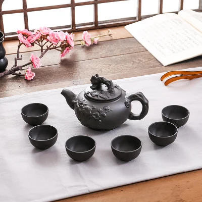 

Kungfu Pot Cup Set Chinese Yixing Teapot Tea Pot 400ml + 6 Pcs Cups 50ml