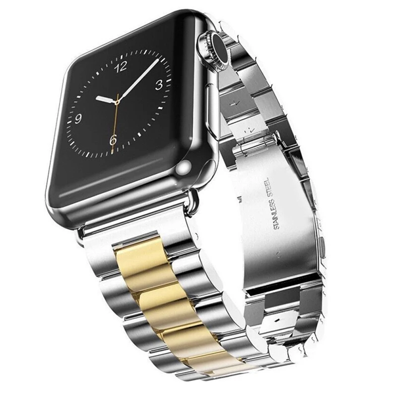 Ремешок для Apple Watch Series 5 4 3 2 Band 42 мм 40 44 черный браслет из нержавеющей стали iWatch 38