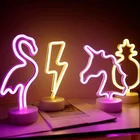 Неоновая вывеска для организаций и магазинов USB LED украшения в виде единорога Фламинго лампа Луна Радуга для дома детская комната ночной Светильник Декор Светильник для детей