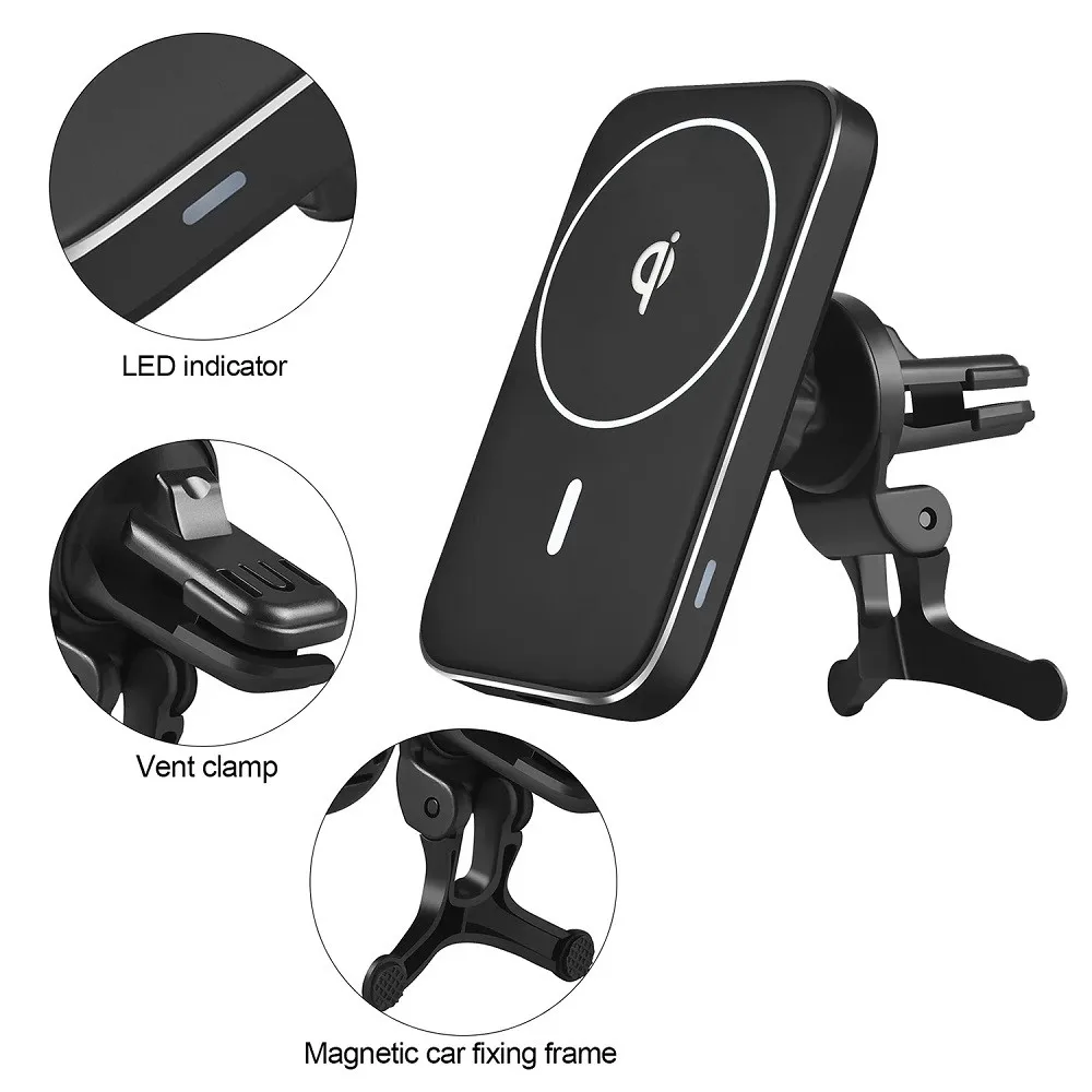 

For Magsafe Charger Magnetic Wireless Charging Mount For iPhone 12 Pro Max Mini Ventilation Hole Installation Magnet Phone Stand