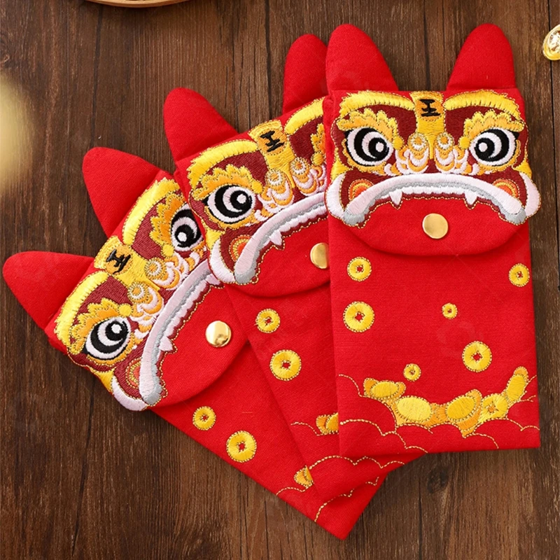 

Chinese Red Envelopes HongBao Gift Wrap Bag Embroidery Tiger Lucky Money Pockets for New Year 2022 Spring Festival O11 21