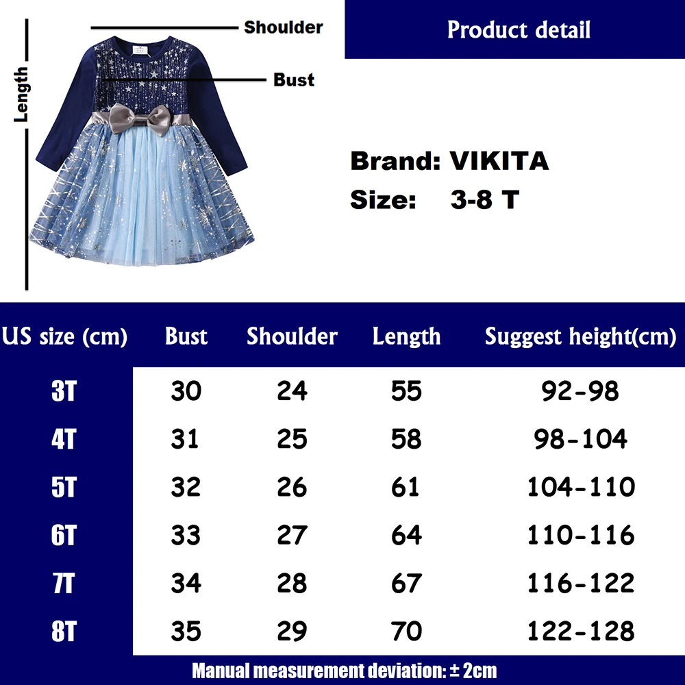 VIKITA Christmas Dress for Girls Sequins Princess Dresses Kids Lace Mesh Tutu Ball Gown Elegant Vestidos Girls New Year Clothes