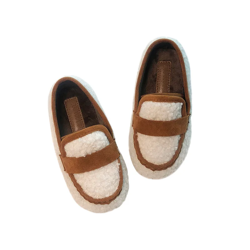 Новинка Зимняя детская обувь принцессы Черная теплая на плоской подошве для