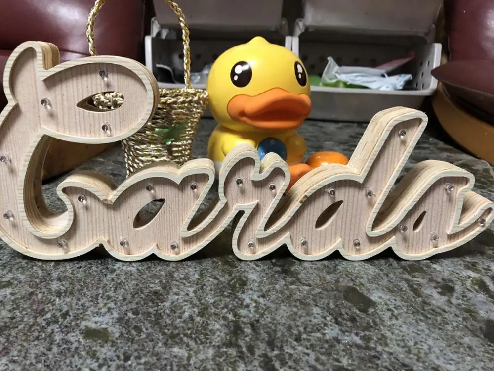 

Personalized Wooden Letters Alphabet LED Lamp Sign Marquee Light Up Night LED Grow Light Wall Decoration For Bedroom Wedding