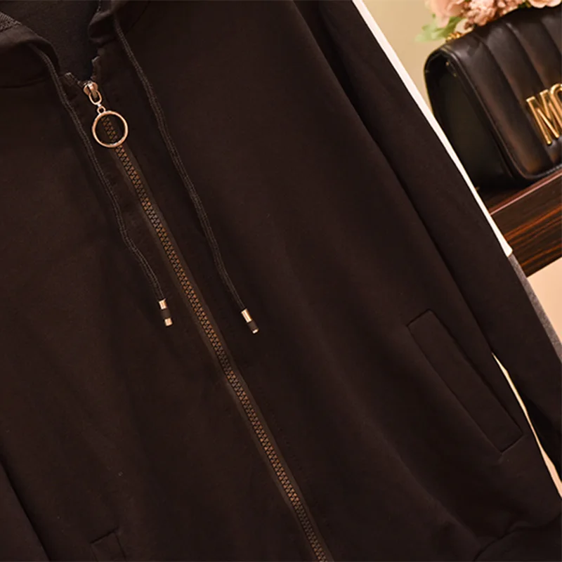 Женский спортивный костюм большого размера XL-5XL кофта с капюшоном Топ и футболка