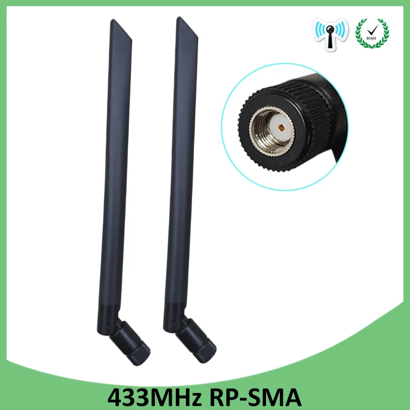 2 шт 433 МГц Антенна 5dbi GSM 433 МГц RP-SMA разъем резиновый водонепроницаемый направленный антенный беспроводной приемник для Lorawan