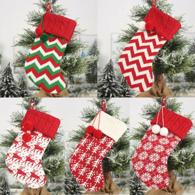 Роскошные рождественские чулки вязаные Традиционные подарки Санты