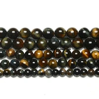 natural b quality mixed blue brown color tiger eye agate stone round loose beads 15 strand 6 8 10 12mm for jewelry make