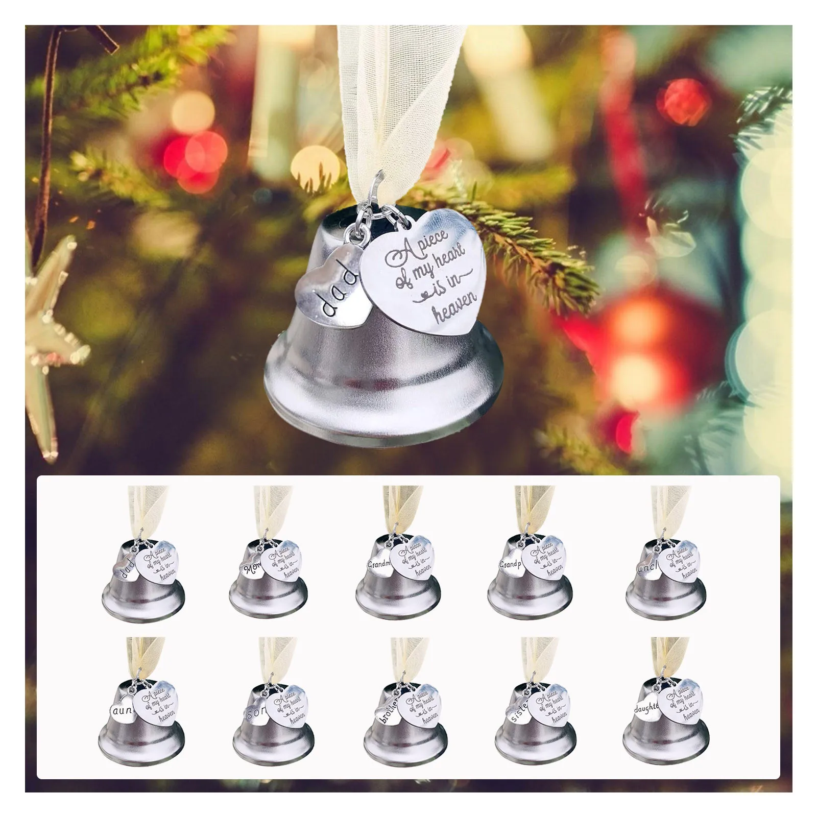 

Christmas Ornaments Bell Charm Personalize Memorial Ornaments For Loss Of Loved One Inspir Angel Bell Heartfelt Souvenir Gift
