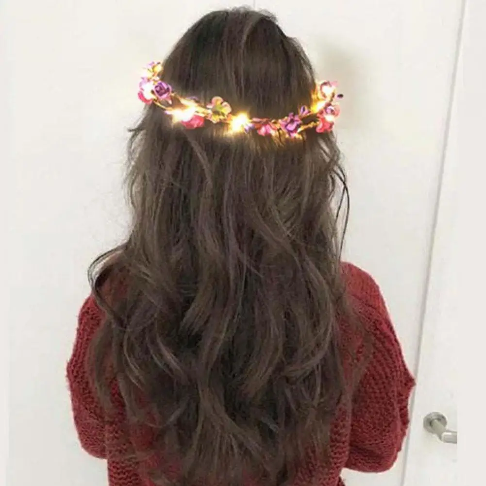 1 шт. цветочный венок светящийся с 10 светодиодами ободок для волос цветочным
