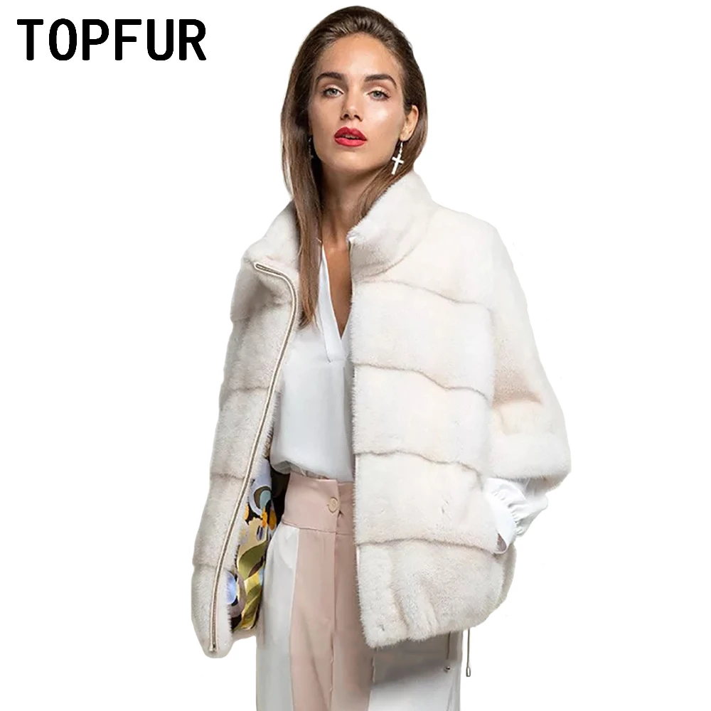 Пальто с натуральным мехом Женское зимнее пальто натуральный белый норковый мех
