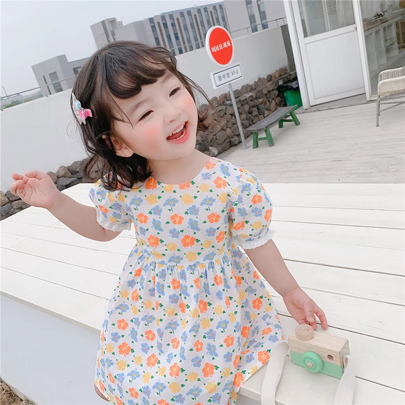 

Keelorn Girls Floral Party Costumes 2021 New Summer Toddler Baby Casual Dresses Fashion Short Sleeve Children Backless Clothing
