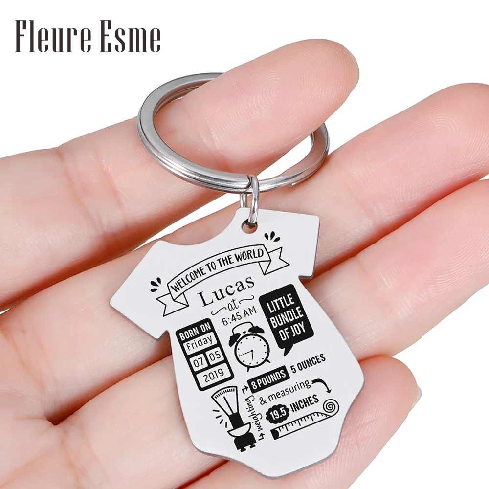 

Baby Personalized Key Chain Gift New Born Baby Souvenir Jewelry Baby Siamese Shape First Mother's Father's Day Gift