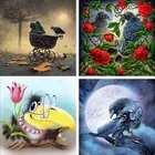 Алмазная 5D картина сделай сам, вышивка Ворона в темноте, Ворон с животными, полное обучение, вышивка крестиком, домашний декор U66