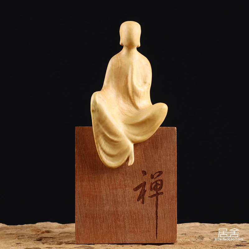 

XS079-12/17CM Hand Carved Boxwood Carving Figurine Buddha Statue Home Decor -Zen Sculpture Folk Crafts