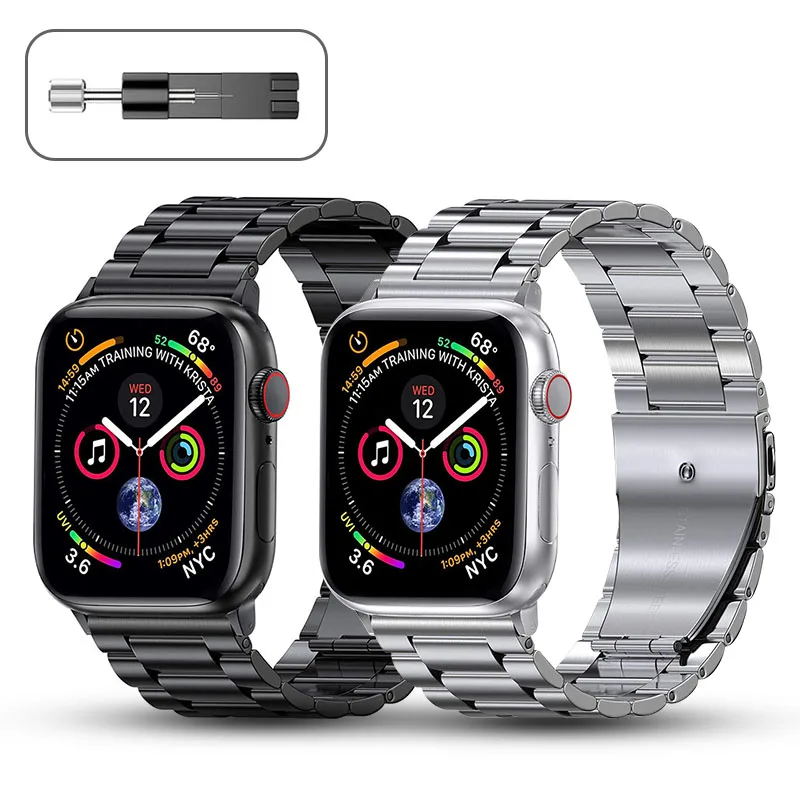 Металлический ремешок для Apple Watch Band 44 мм 42 мм 40 мм 38 мм 41 45 мм, браслет из нержавеющей стали для iWatch 7 6 SE 5 4 3 Series, аксессуары