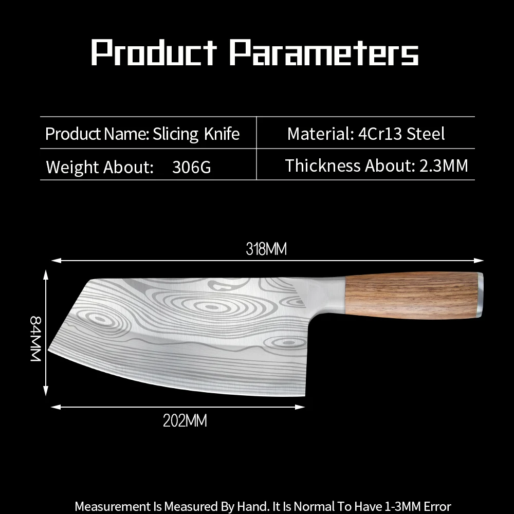 XYj Stainless Steel 8 Inch Pattern Blade Kitchen Cooking Knife Slicing Cutting Tool Multi-Function Accessory | Дом и сад