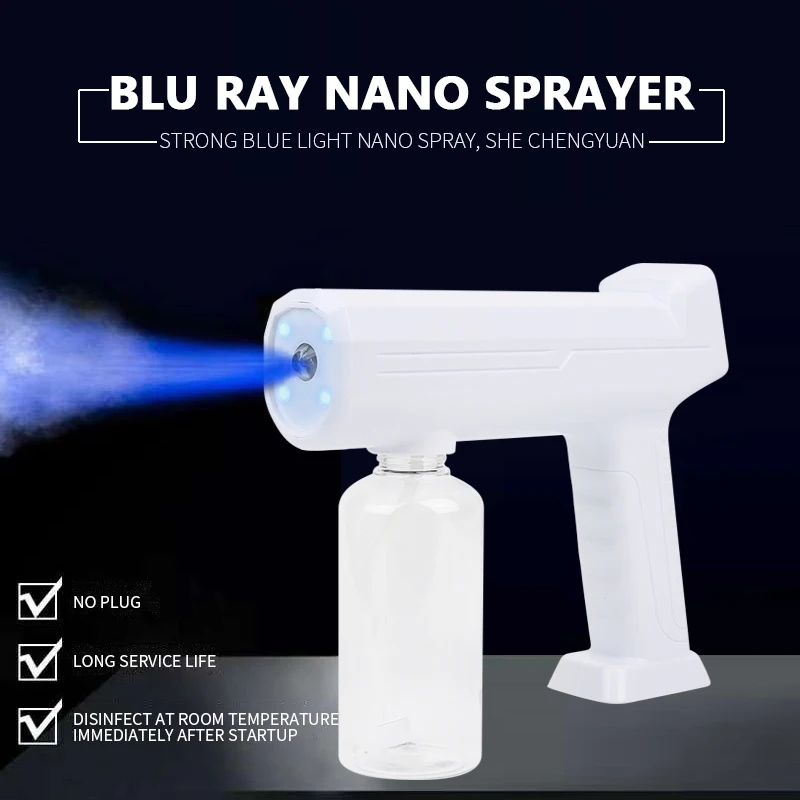

Wireless Gun Disinfectant Sprayer Nano Blue Light Steam Atomizing Fogger Handheld Sterilization Nebulizers Sanitizing Spray USB