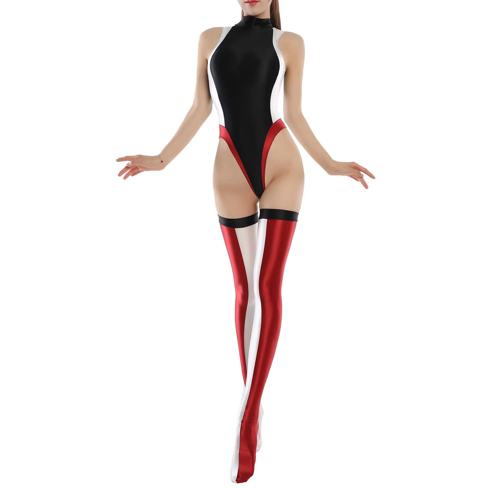 Женское нижнее белье сексуальное трико на молнии сзади с высоким вырезом боди