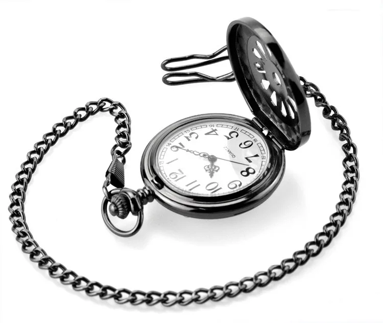 Полые колеса ретро мужские карманные часы с цепочкой стимпанк Скелет для мужчин