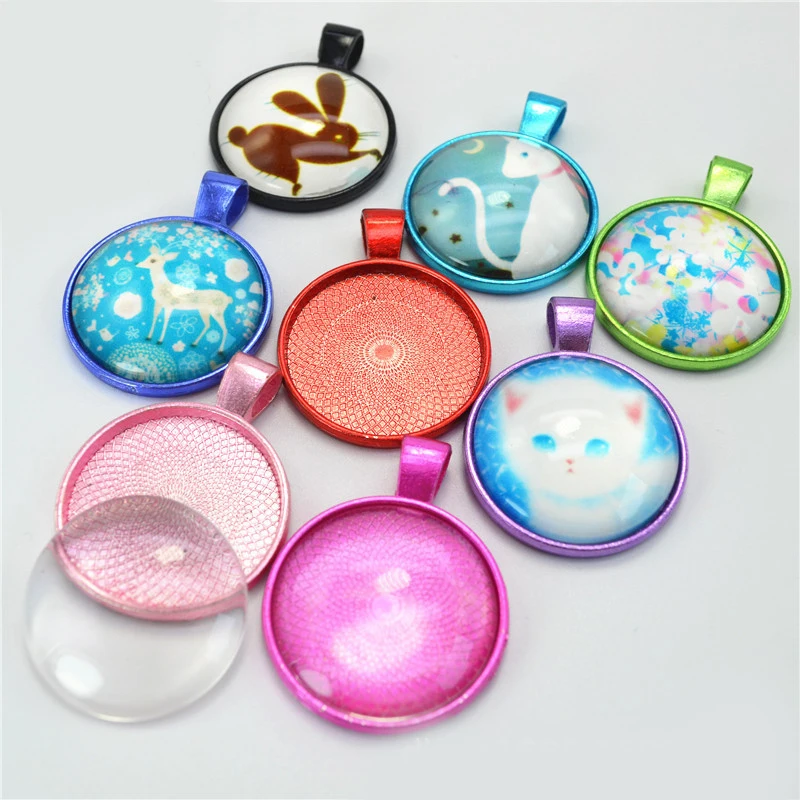 10pcs/lot 25 mm Round Silver Gold Cabochon Base Tray Bezels Blank Setting Supplies For Jewelry Making Findings Pendant