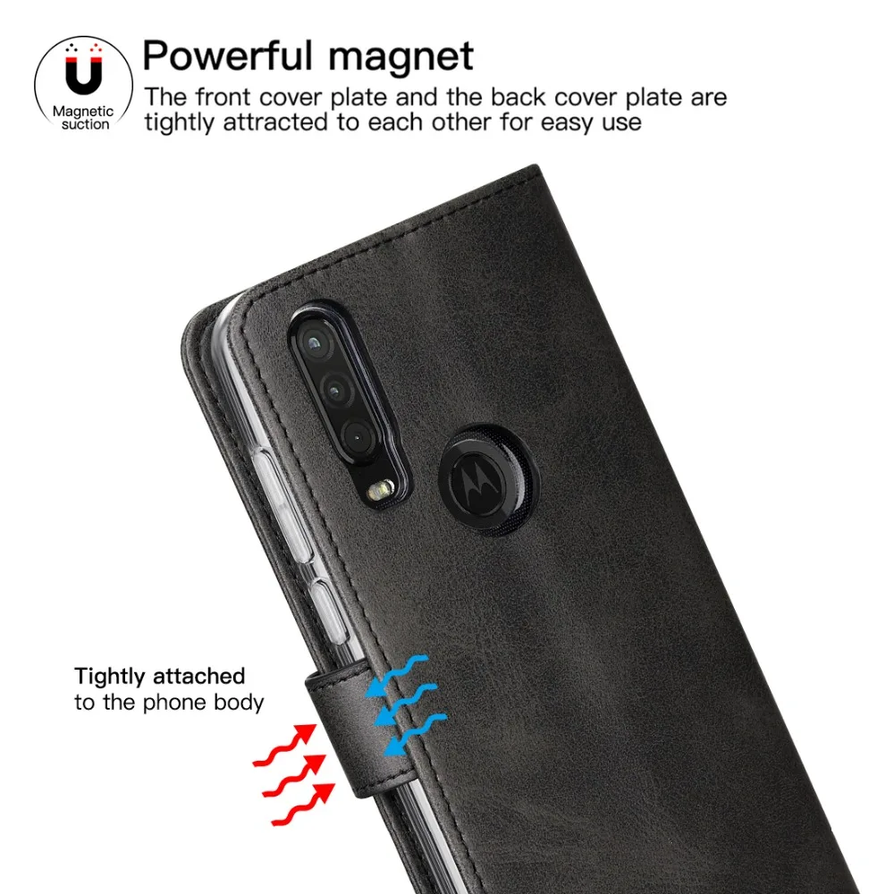 Чехол из натуральной кожи для Motorola Moto One Action Case откидной Чехол-кошелек для Moto One action Card Stand Магнитный чехол-книжка