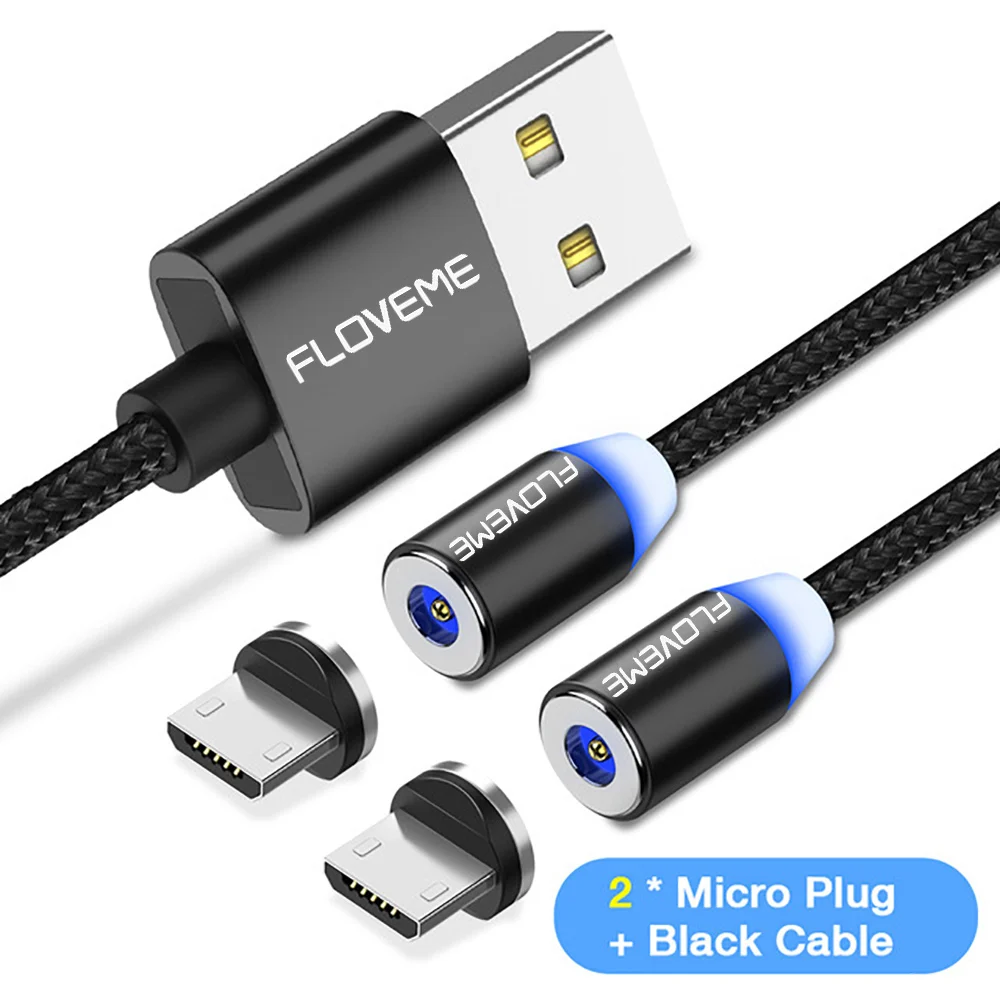 two Android FLOVEME USB кабель 2 в 1 Магнитный кабель Быстрая зарядка магнитное зарядное устройство Micro USB C Lightnin для One Plus 6 5t для iPhone X XS - Цвет: two Android