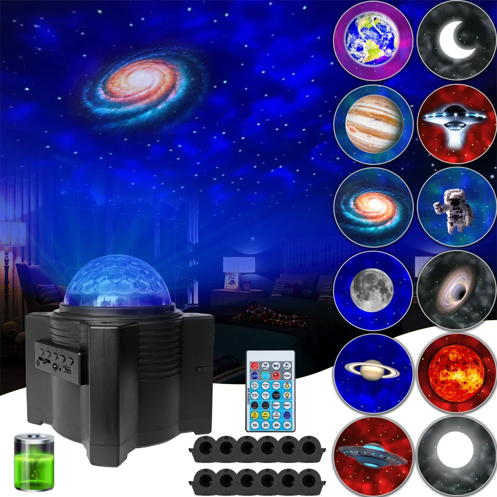 

12 Patterns Star Galaxy Projector UFO Planet Astronaut Night Light Rotate Starry Sky Porjectors Decoration Bedroom Lamp Gifts