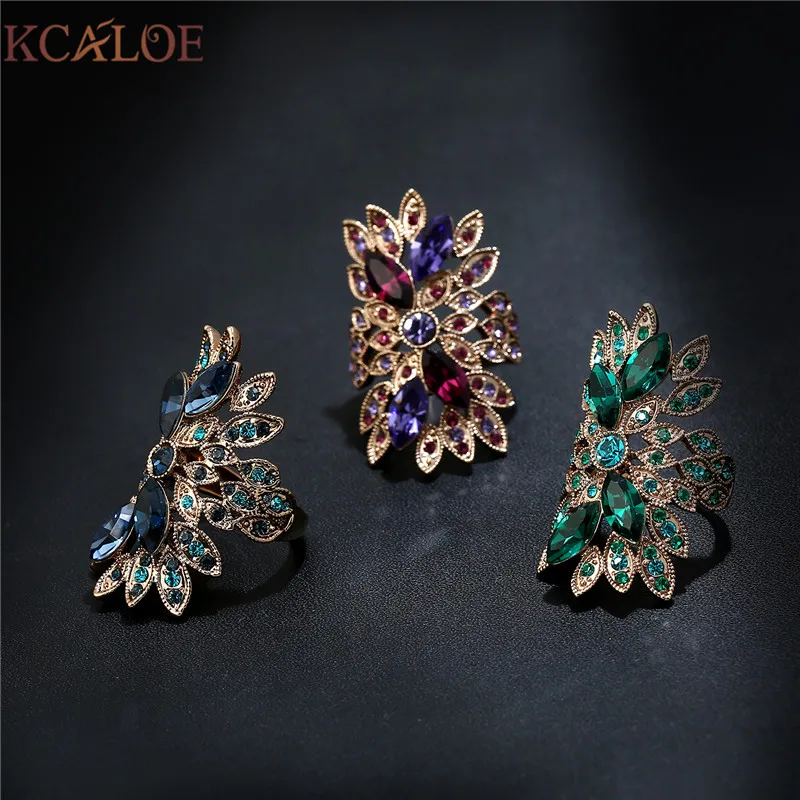 Женское Винтажное кольцо KCALOE большие длинные кольца из титана с синими