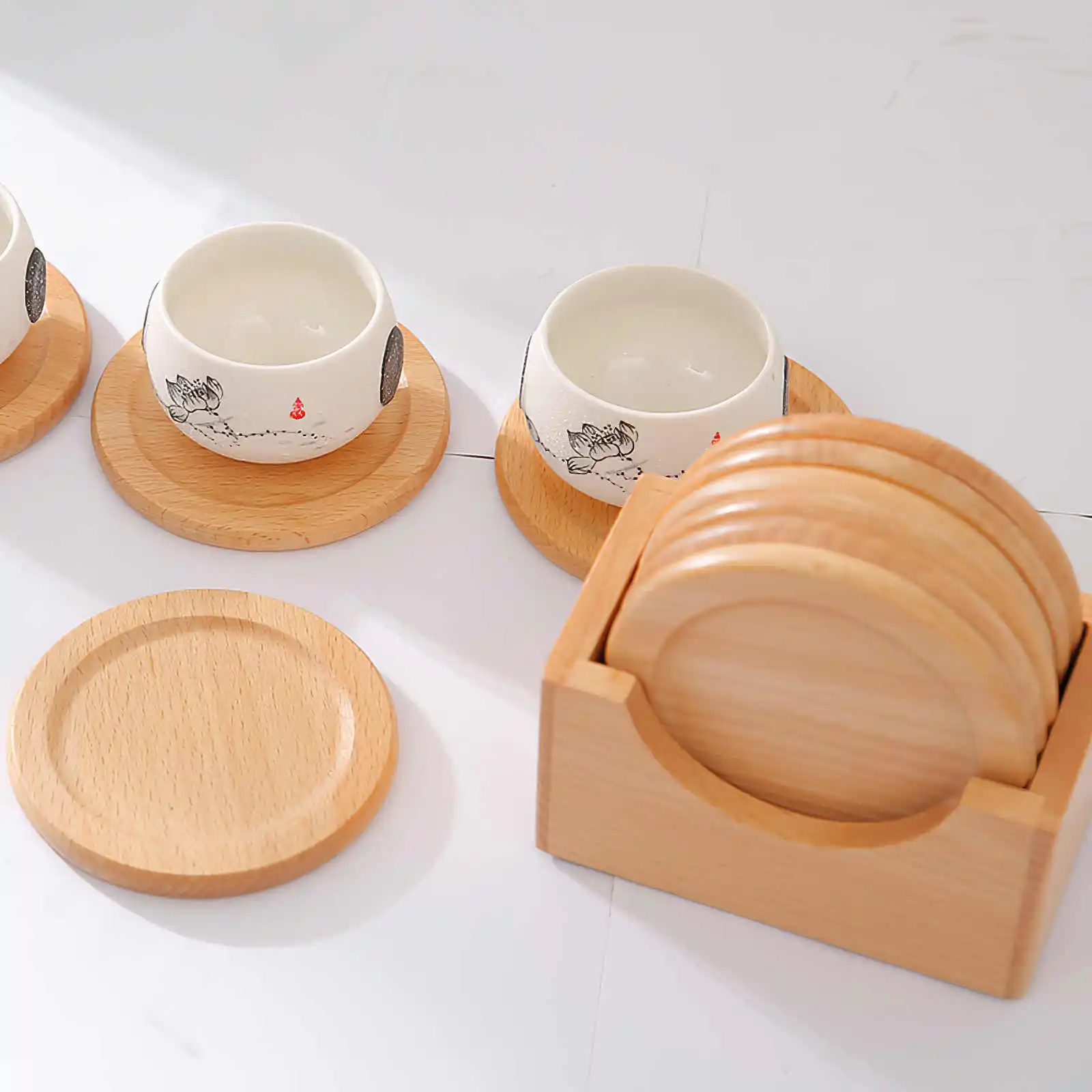 

6pcs/Set Solid Wood Upright Piano Caster Cups Coaster with Anti-slip Pad Piano Accessories Keyboard Instrument Accessories