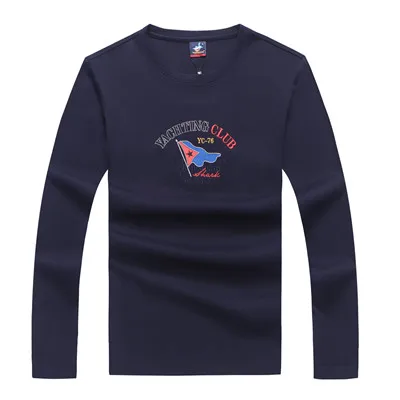 8815-NAVY Футболка с длинным рукавом для мужчин люксовый бренд Tace& Shark футболка для мужчин хлопок полосатый Весна Осень майка повседневные футболки - Цвет: 8815-NAVY