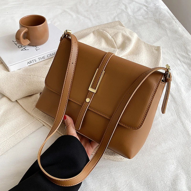 

Однотонные роскошные сумки через плечо из искусственной кожи для женщин, новинка 2021, кошелек, сумка-мессенджер для покупок