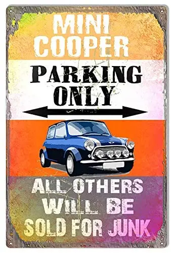 

ArtFuzz Mini Cooper Parking Only Metal Sign by Phil Hamilton 12x16