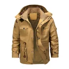 Куртка-карго мужская с капюшоном, модная Повседневная ветровка, однотонная уличная Свободная верхняя одежда, осень-зима
