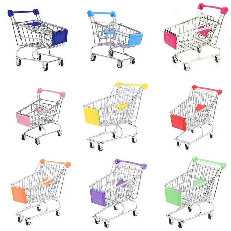 

Pretend Play Metal Mini Shopping Cart Supermarket Handcart Storage Trolley Toy Office Decor Wonderful Gift For Children