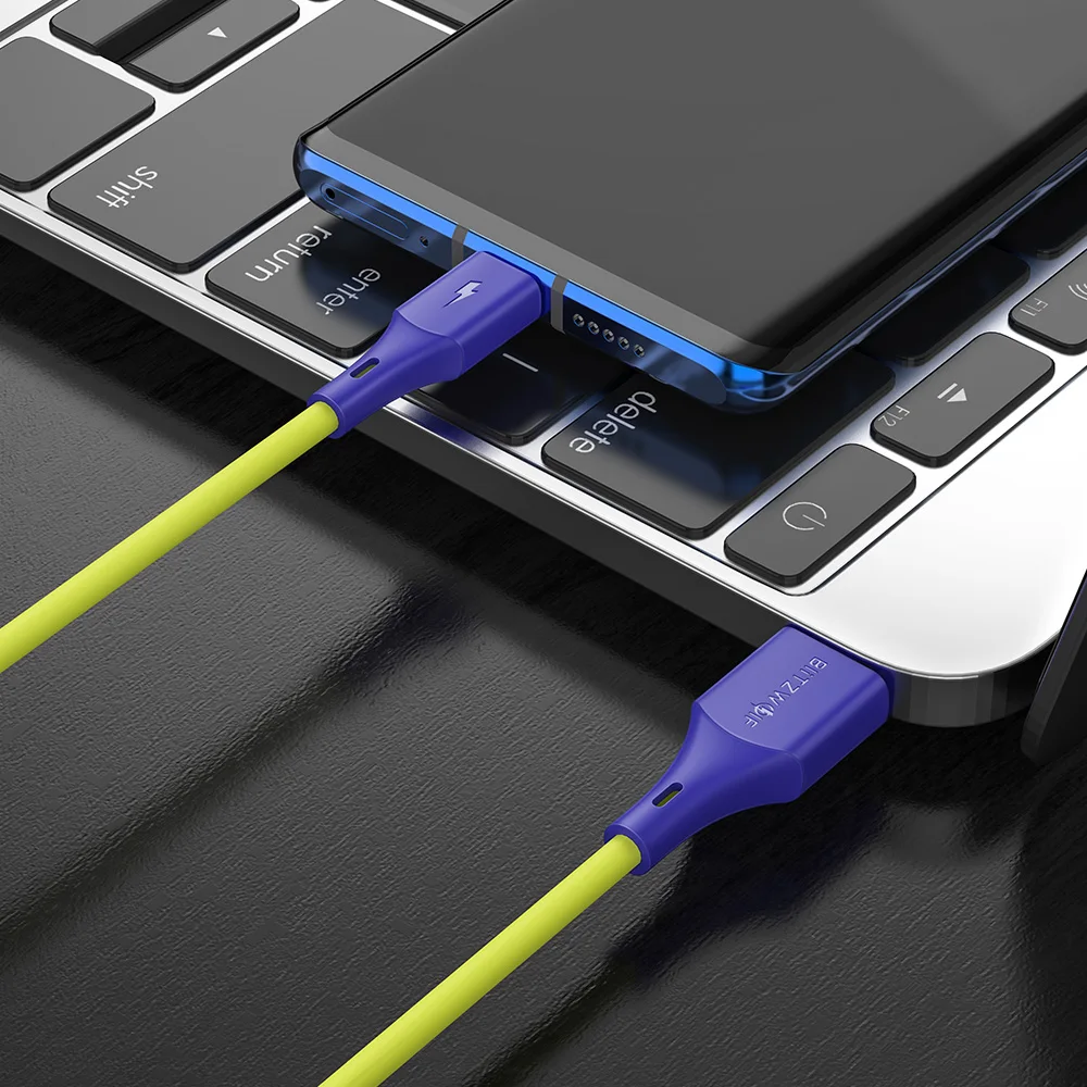 BlitzWolf 2 в 1 3A usb type-C кабель передачи данных для быстрой зарядки 3 фута/0,9 м для Oneplus 6 для Xiaomi Mi8 Mix Для huawei USB зарядное устройство Шнур