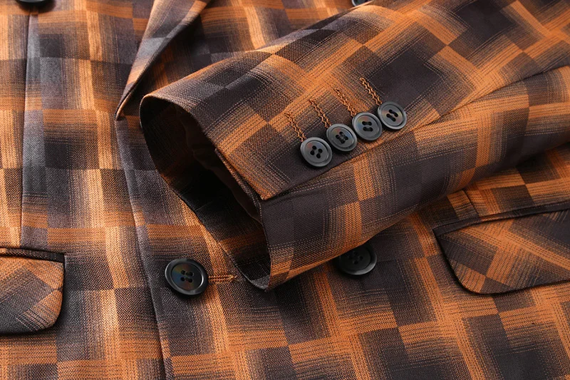 

MOGU New Plaid Printed Men's Blazer Slim Fit Double Breasted Wedding Dress for Male Fashion Casual Suits Jacket Plus Size 5XL