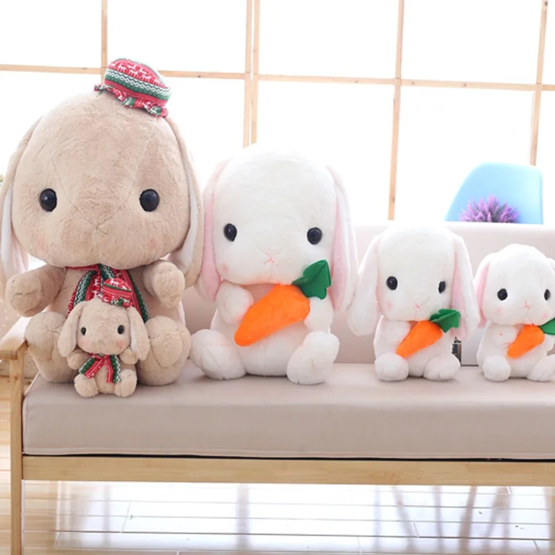 Симпатичная плюшевая детская игрушка кролик моркови с длинными ушами мягкая