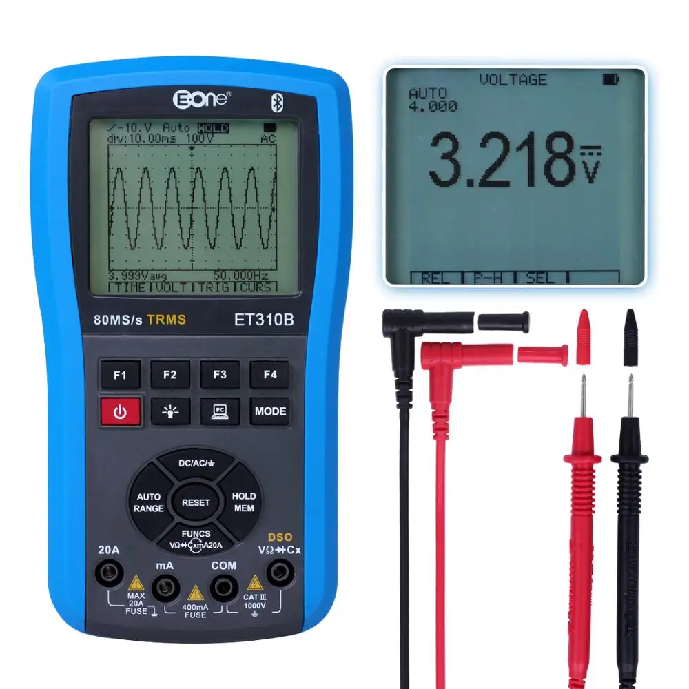 ET310B осциллограф Профессиональный цифровой мультиметр 20 МГц TRMS bluetooth измеритель