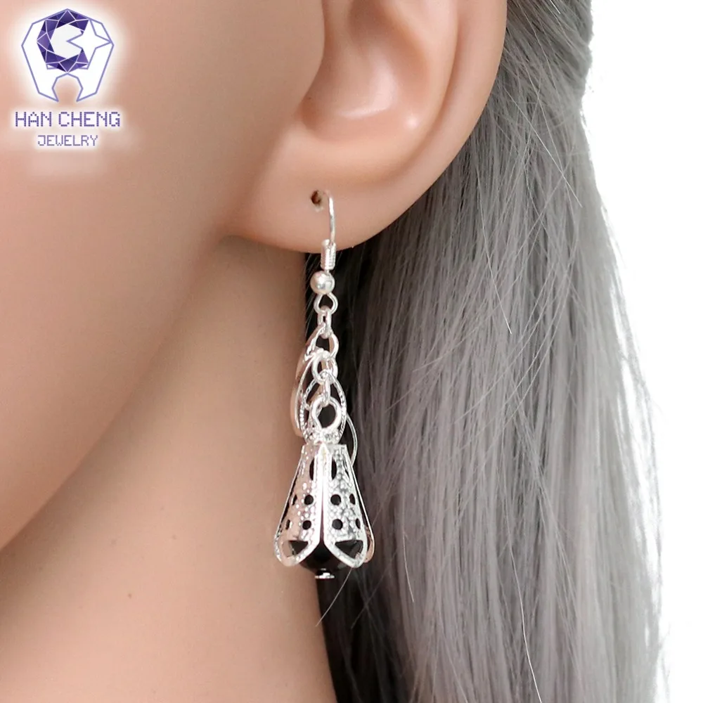 HanCheng Новые Модные полые Висячие Серьги-Подвески из бисера с драгоценным камнем