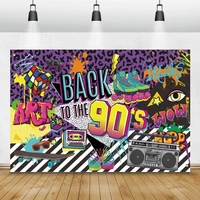 welcome to 90 disco carnival party photography background cartoon graffiti pattern friends portrait photocall backdrop banner