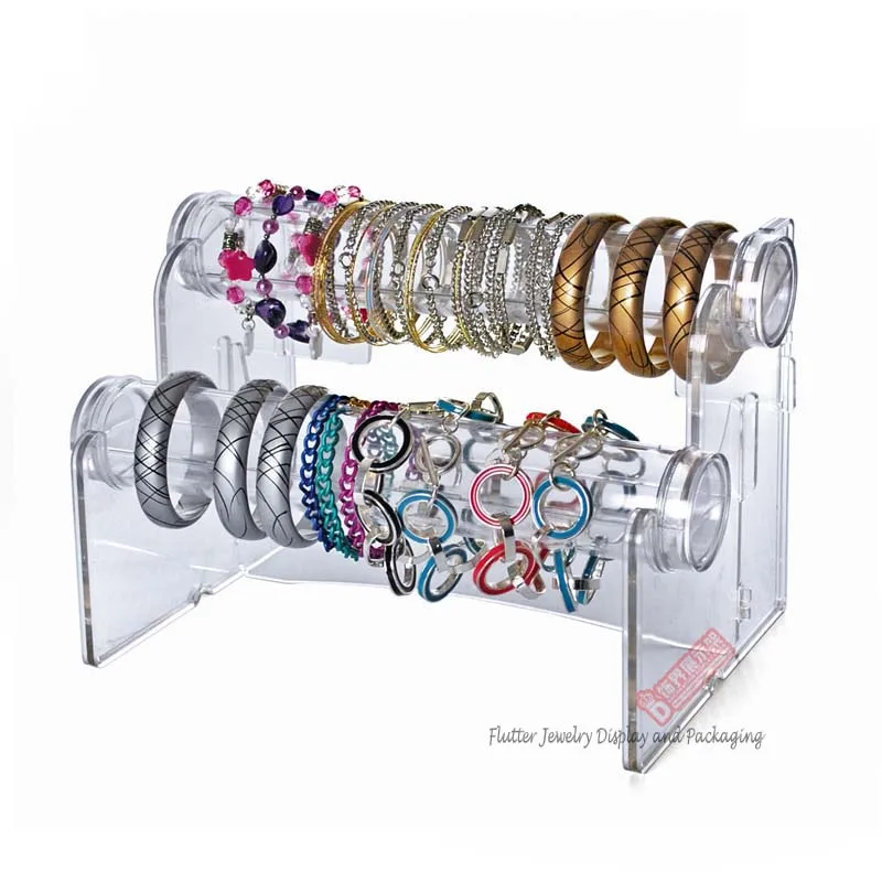 

2- Layer Bracelet Displaty Stand Watch Holder Jewelry Headwear Display Case Jewellery Organizer Retachable