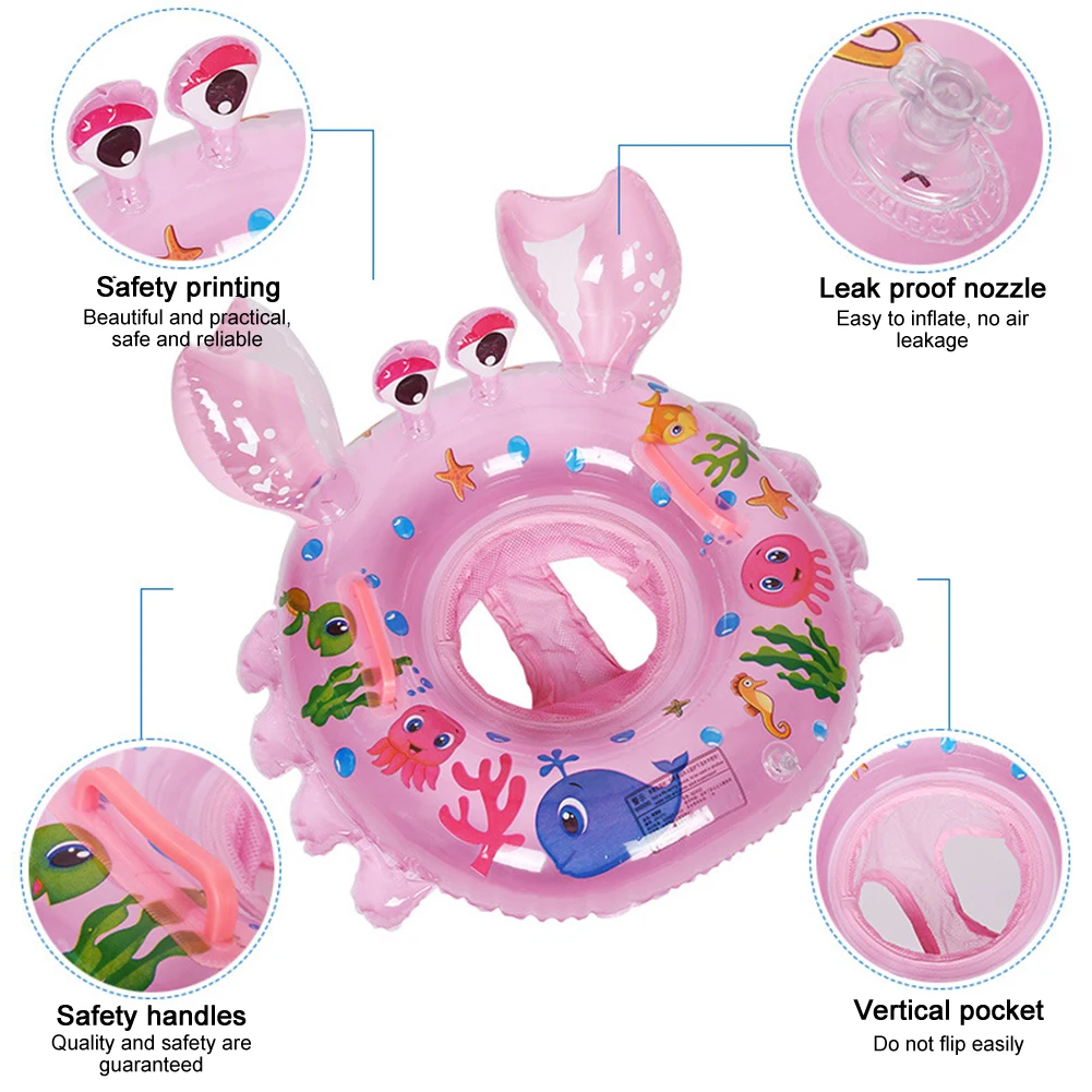 

Water Floating Drink Cup Holder Parts Cartoon Crab Swimming Ring Pool Inflatable Floating Circle Baby Water Seat Toys