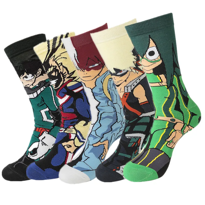 Носки с героями аниме Моя геройская Академия Bakugou Katsuki Might Todoroki Shoto Midoriya Izuku Косплей