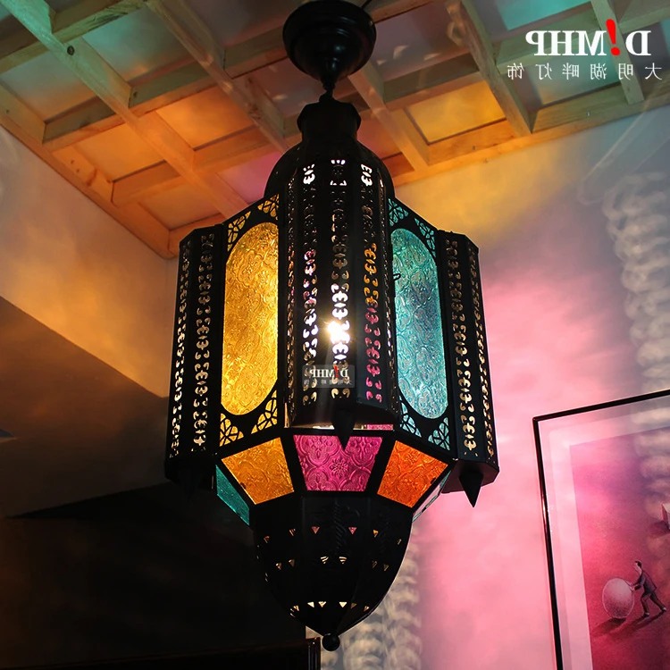 Mediterranean Style Decoration Handmade Turkish Pendant Light Glass Shades Mosaic Lamp For Bar Coffee Shop hanging lamp |