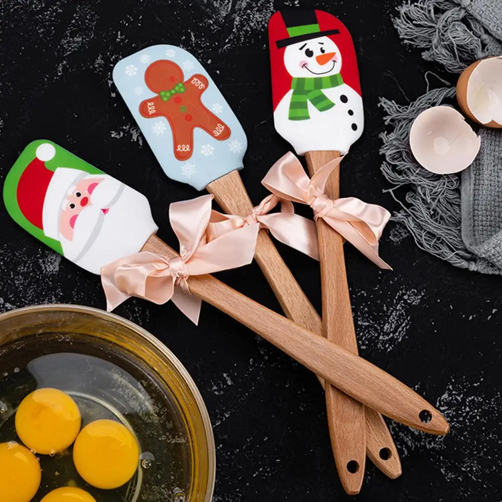 

2022 New Christmas Holiday Party Silicone Spatula Kitchen Butter Cake Scraper Fondant Baking Tool Accessories Espatula Silicona