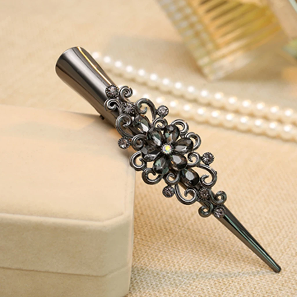 

2 Pieces Crocodile Women Metal Hair Clips Rhinestone Hairpin Hair Accessories