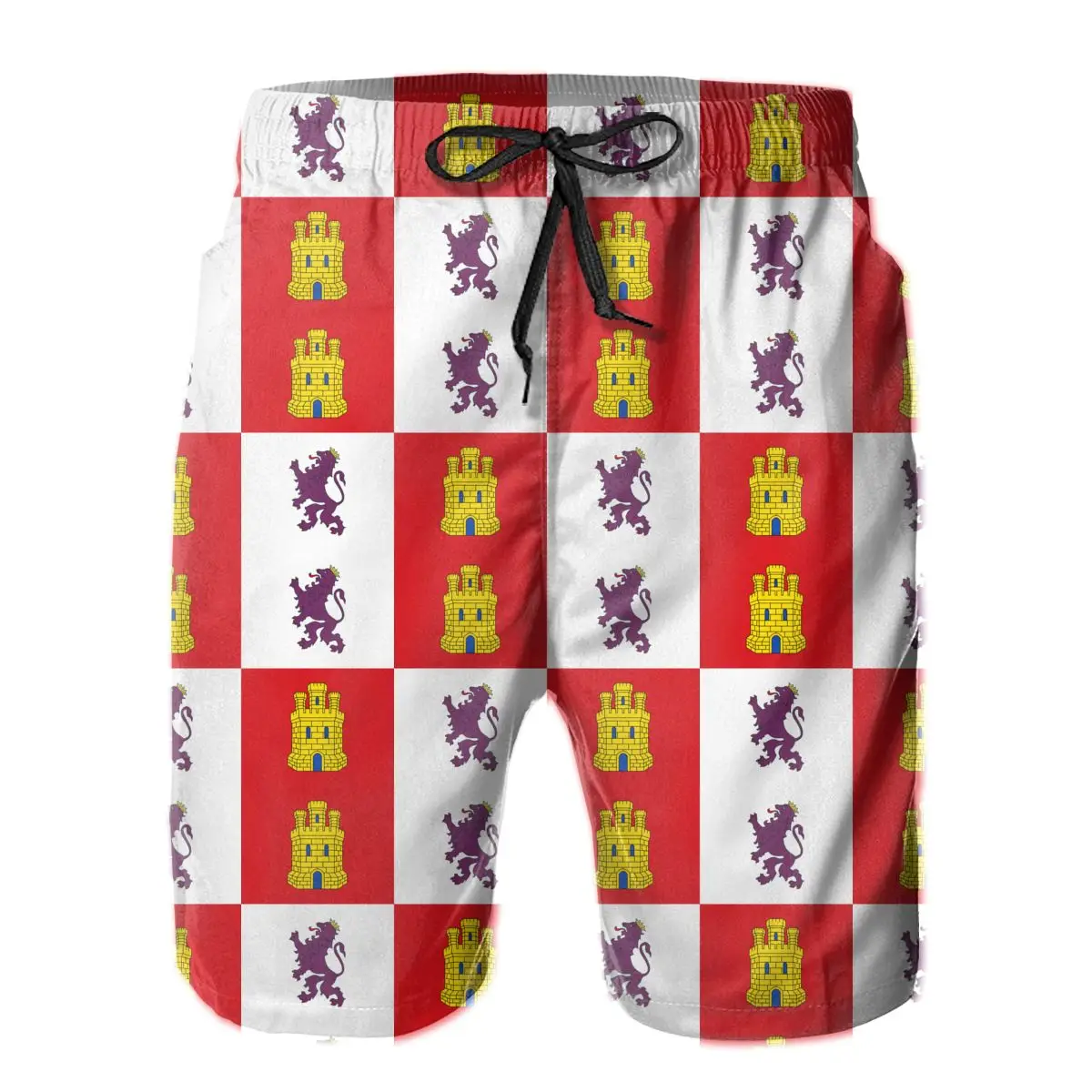 

Beach Breathable Novelty Flags of the autonomous communities of Spain running Flag Of Castile And León Male Shorts