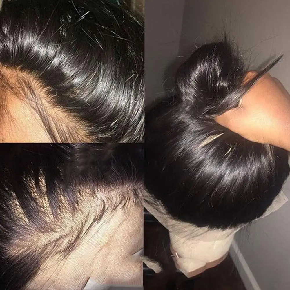 Megalook прямые человеческие волосы на кружеве парики Remy 360 парик al предварительно