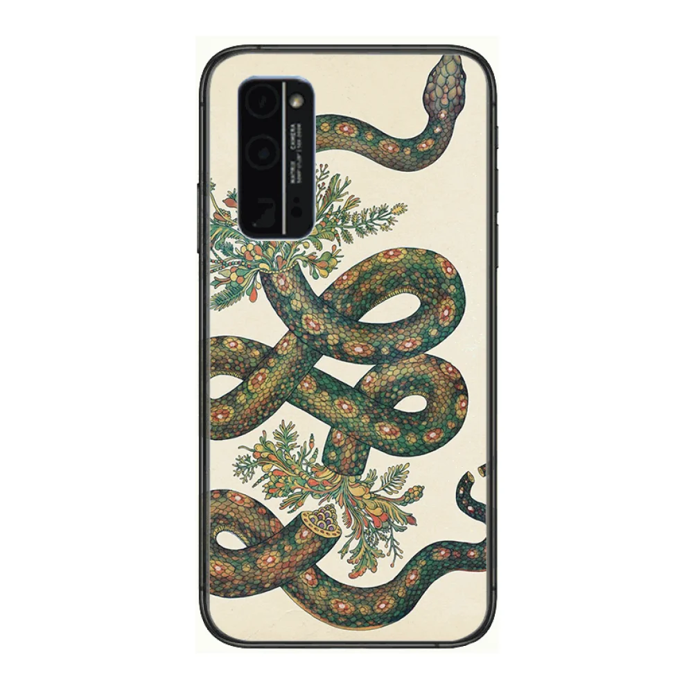 

Flower snake Phone Case Hull For Huawei Honor 8 9 10 20 30 A S Lite Pro 5g i Black Back Soft Cell Cover Pretty
